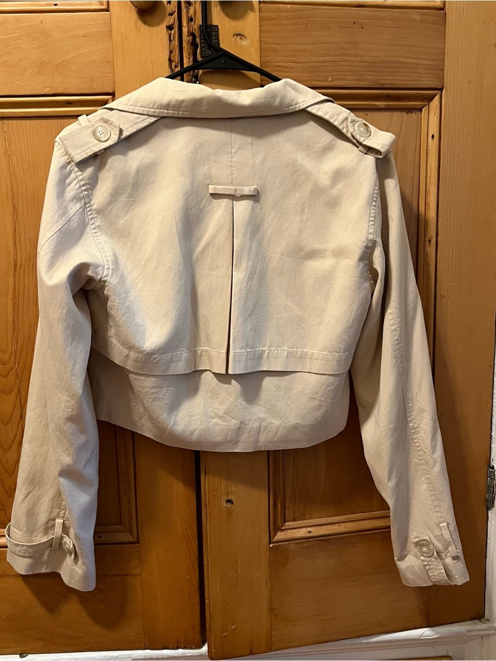 Mon Renn Cropped Cream Trench Jacket - Picture 2 of 4